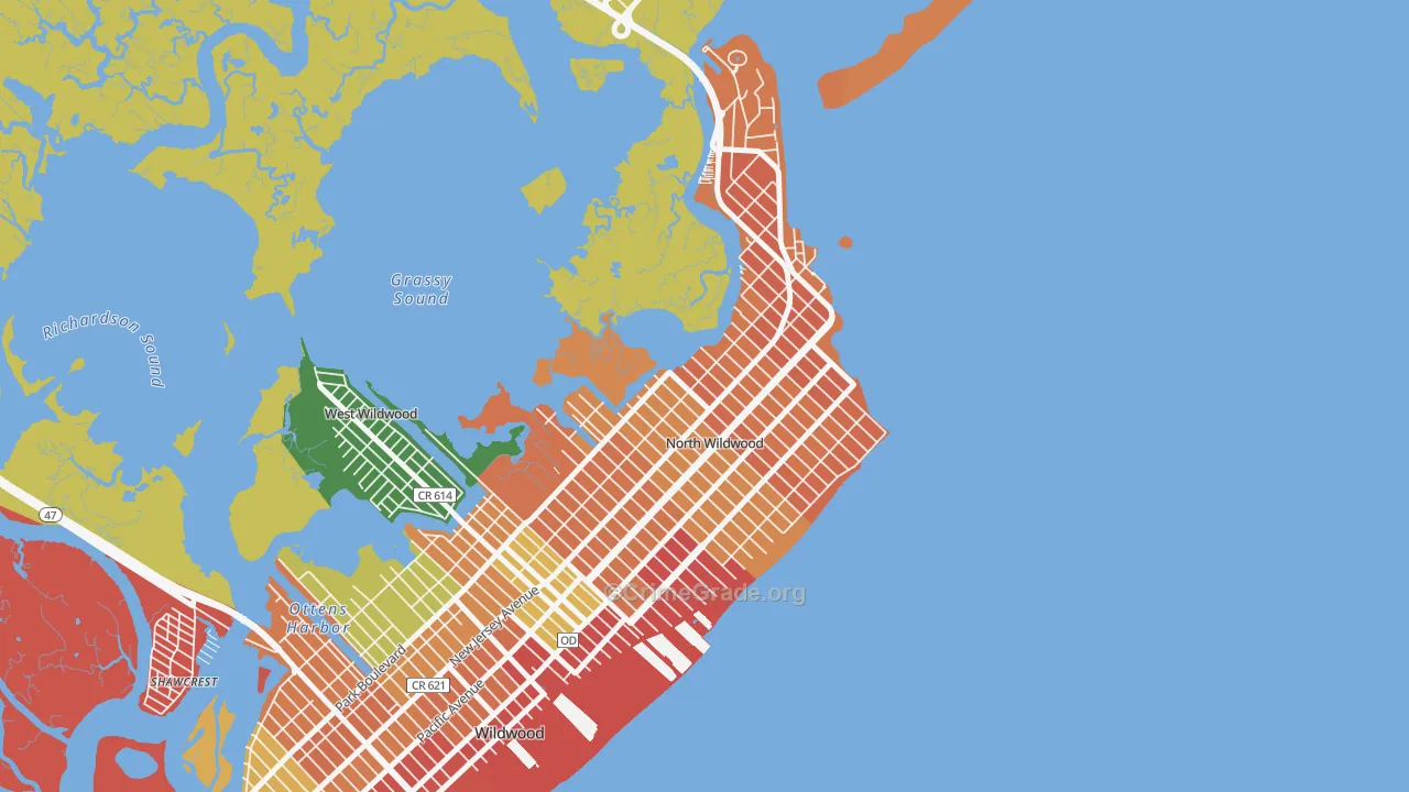 North Wildwood, NJ Map of Robbery Rates