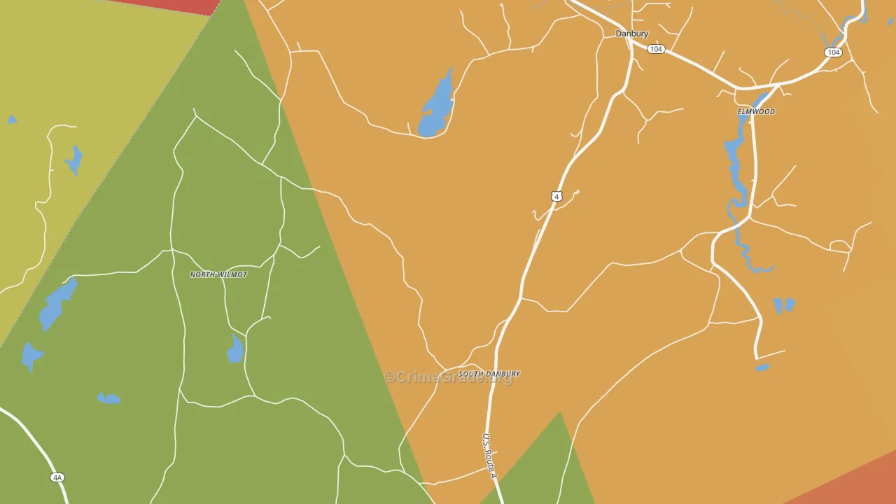 North Wilmot, NH Map of Robbery Rates