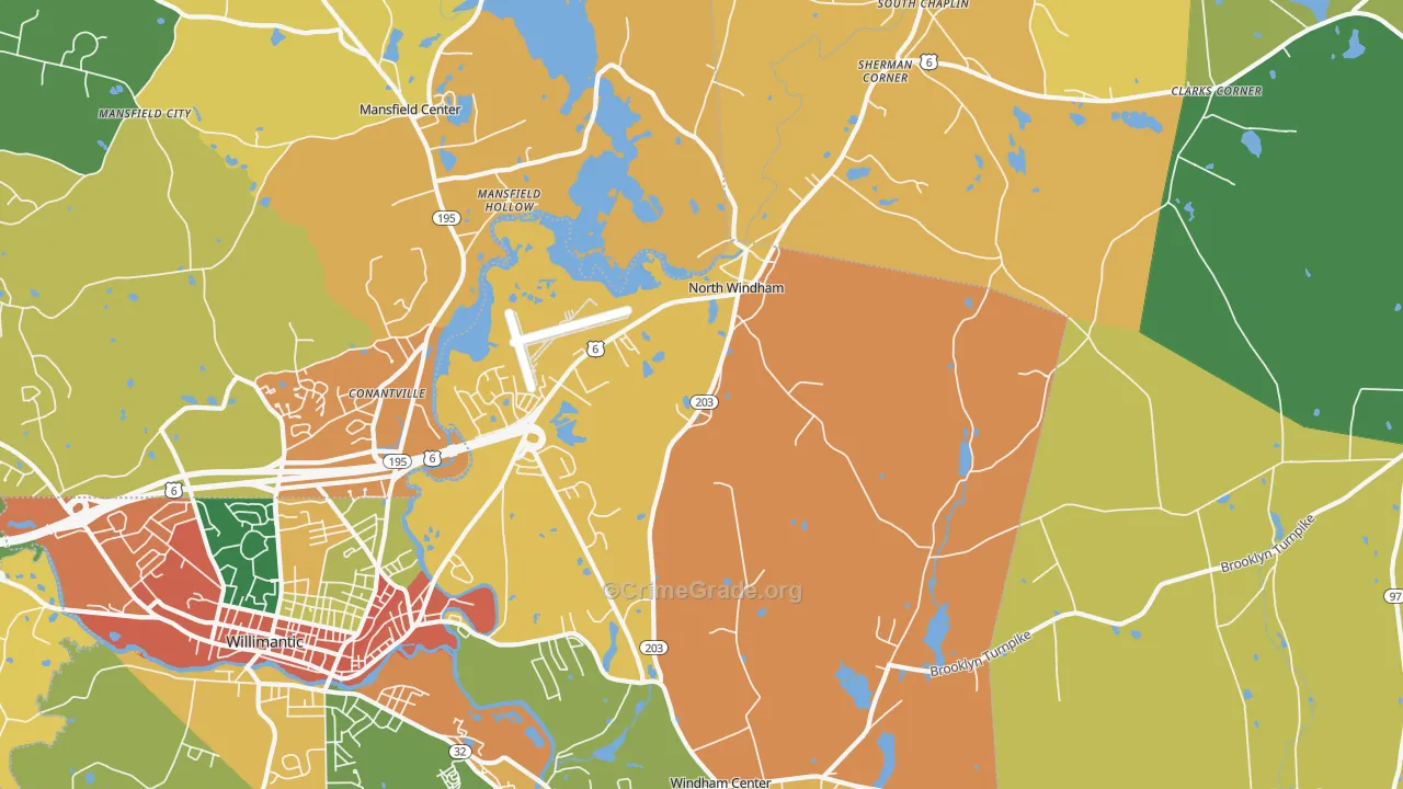 North Windham, CT Map of Robbery Rates