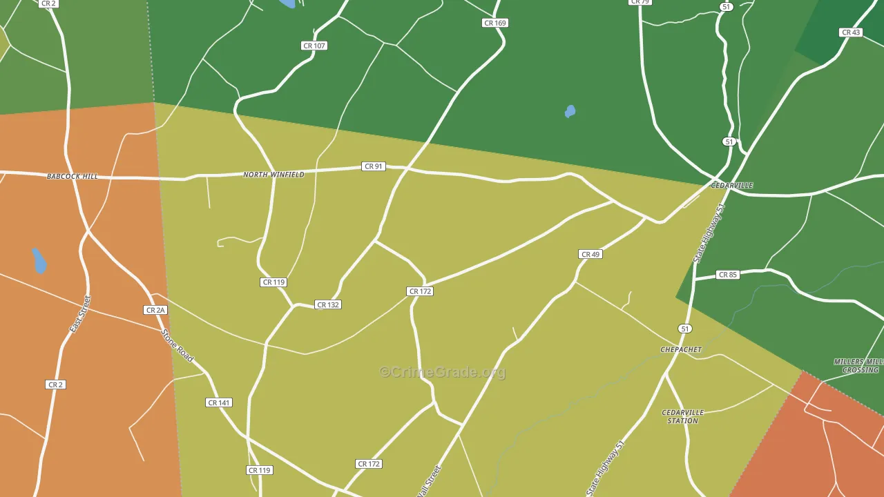 North Winfield, NY Map of Robbery Rates