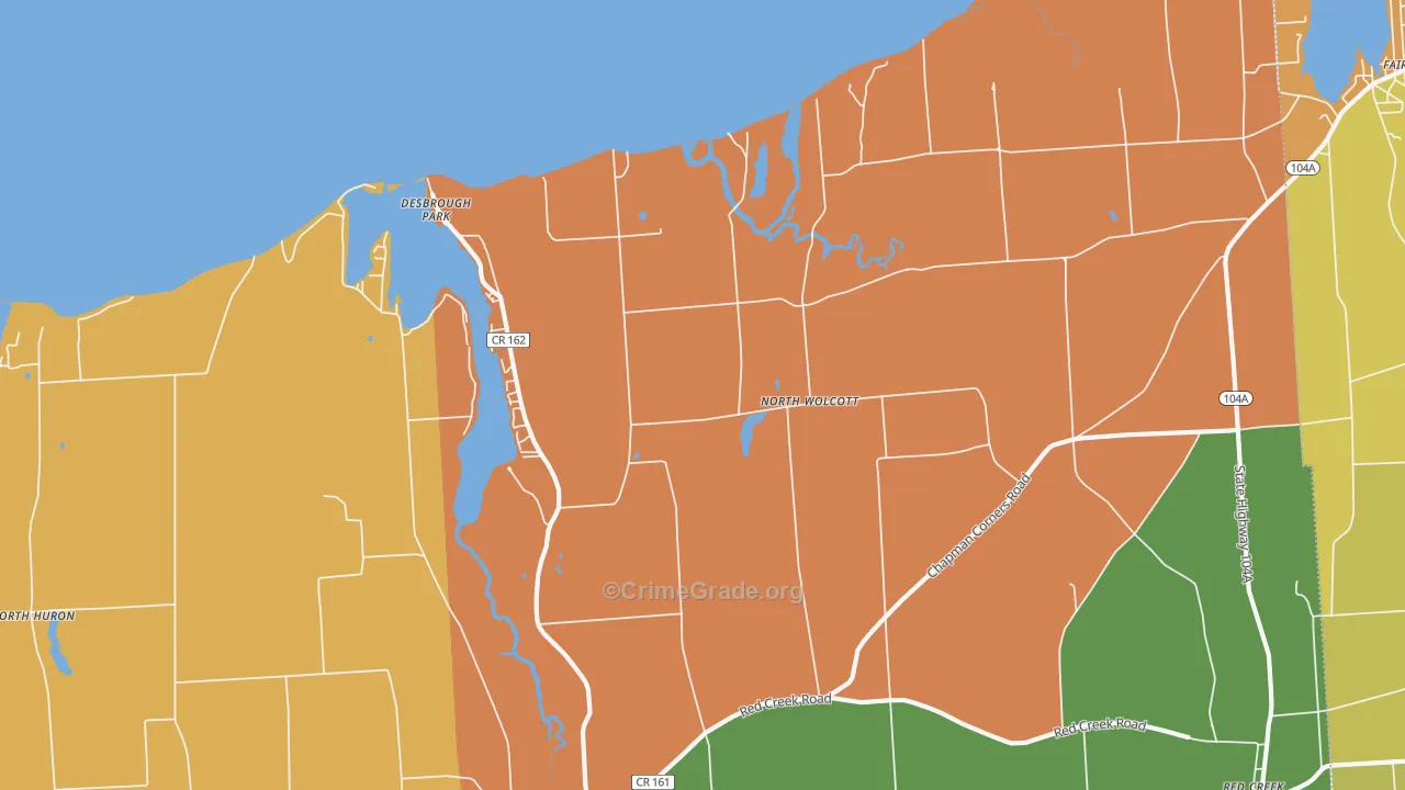 North Wolcott, NY Map of Robbery Rates