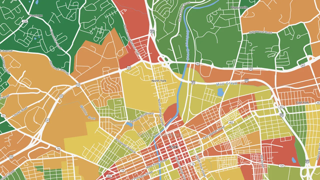 North York, PA Map of Robbery Rates