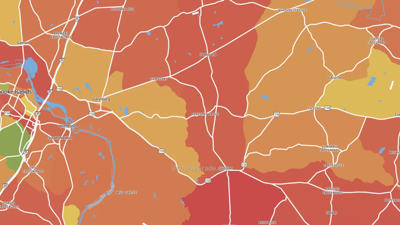 Northampton County, NC Map of Robbery Rates
