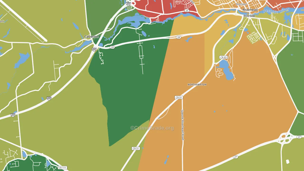 Northampton, NY Map of Robbery Rates