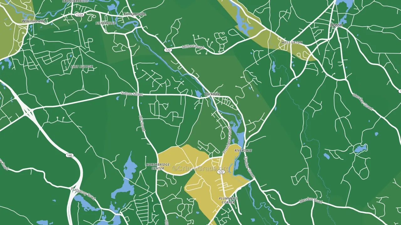 Northbridge, MA Map of Robbery Rates