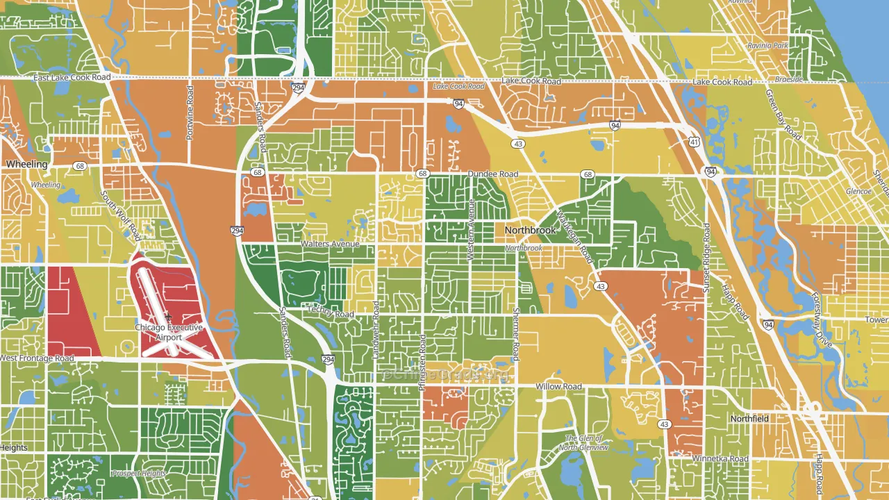 Northbrook, IL Map of Robbery Rates