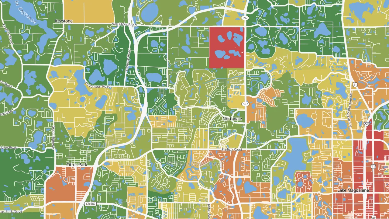 Northdale, FL Map of Robbery Rates