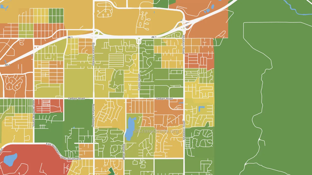 Northeast, Anchorage, AK Map of Robbery Rates