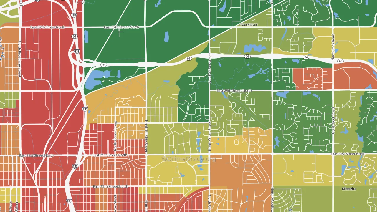 Northeast Heights, Wichita, KS Map of Robbery Rates