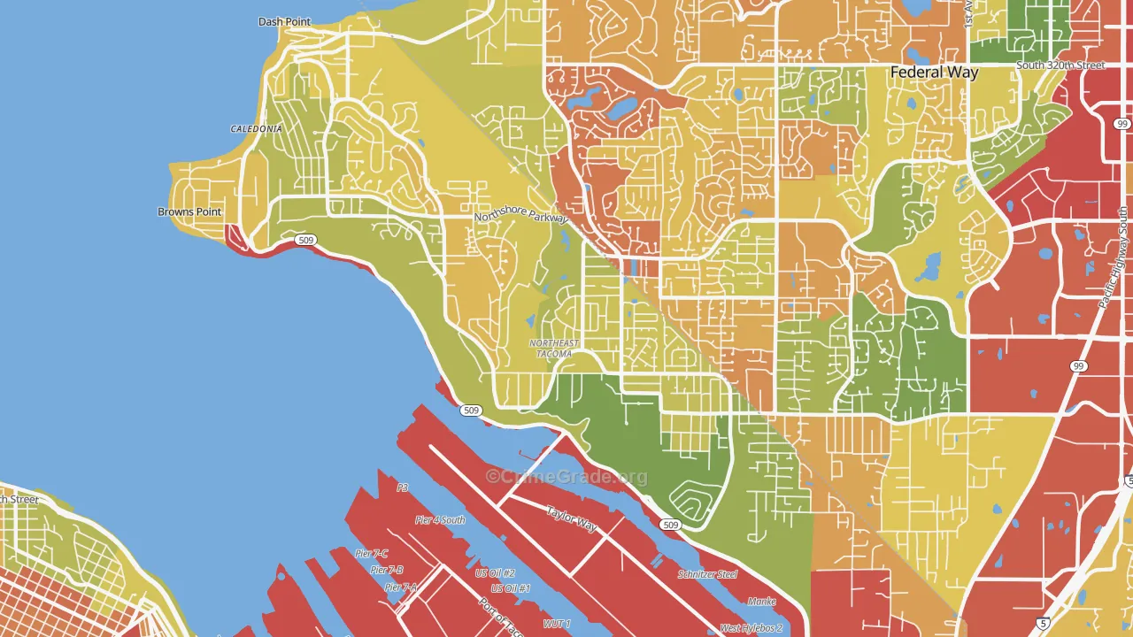 Northeast Tacoma, Tacoma, WA Map of Robbery Rates