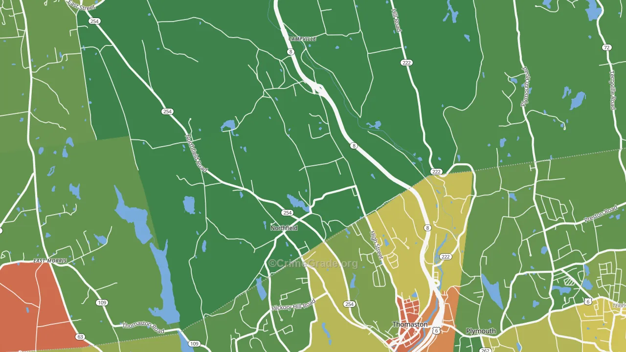Northfield, CT Map of Robbery Rates
