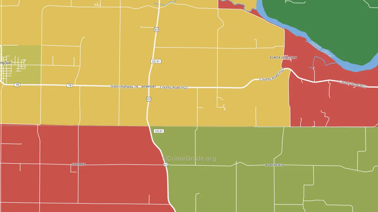 Northfield, IA Map of Robbery Rates