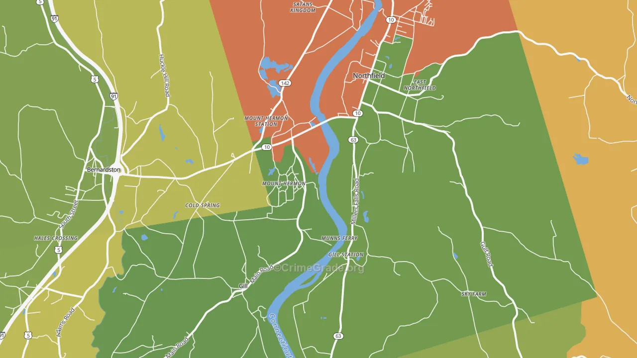 Northfield, MA Map of Robbery Rates