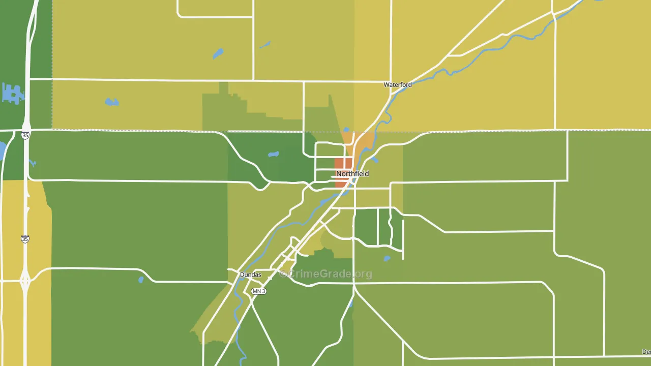 Northfield, MN Map of Robbery Rates