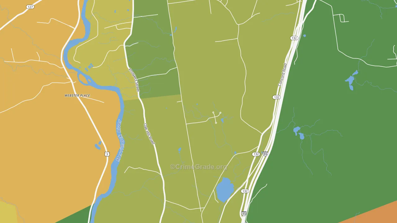 Northfield, NH Map of Robbery Rates