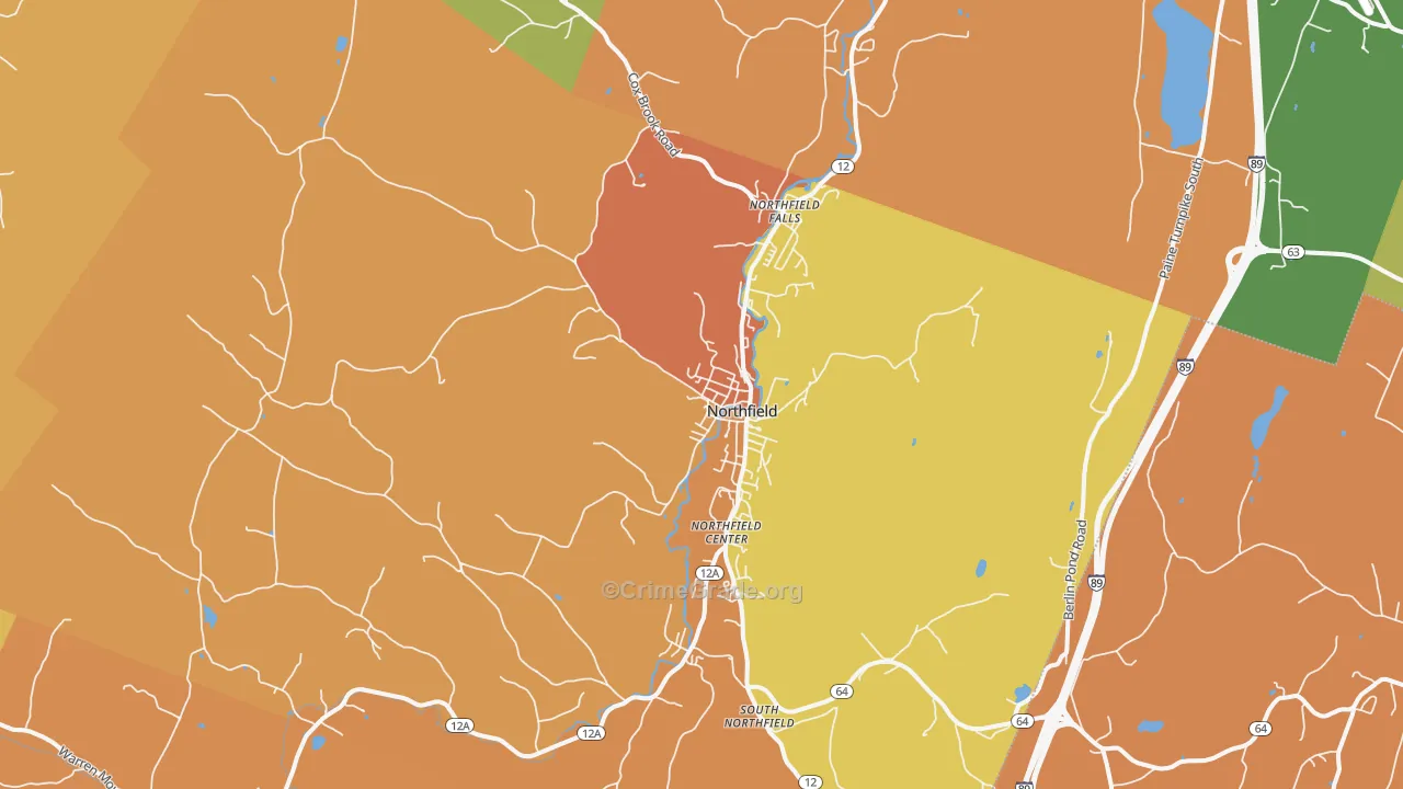 Northfield, VT Map of Robbery Rates