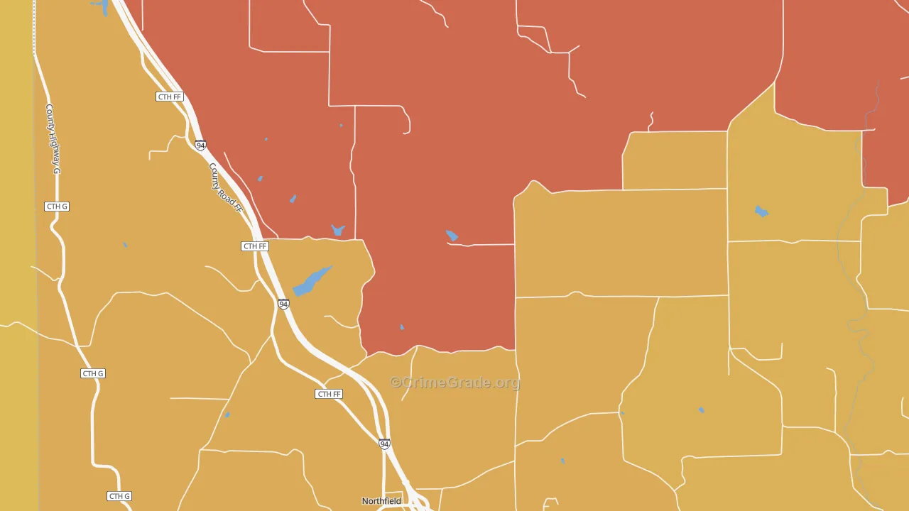 Northfield, WI Map of Robbery Rates