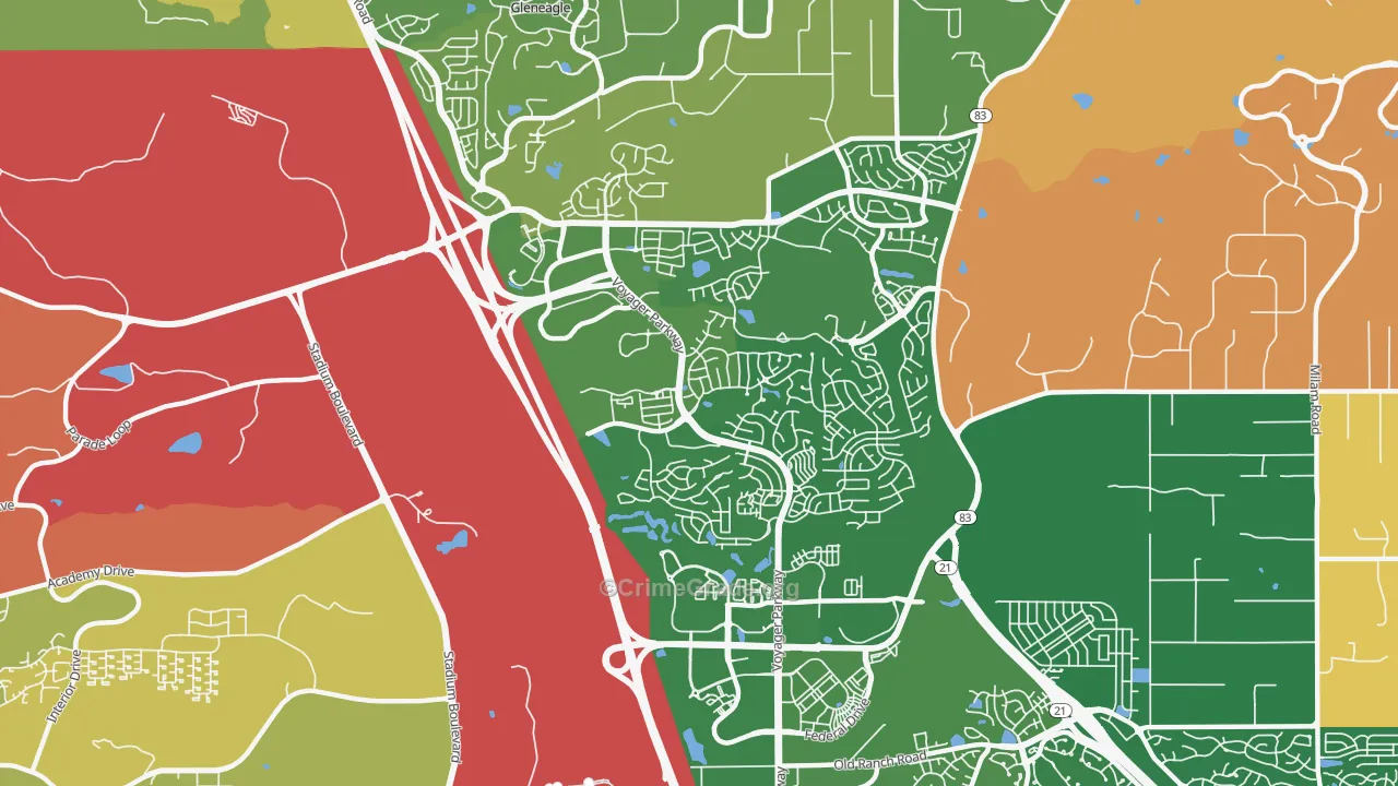 Northgate, Colorado Springs, CO Map of Robbery Rates
