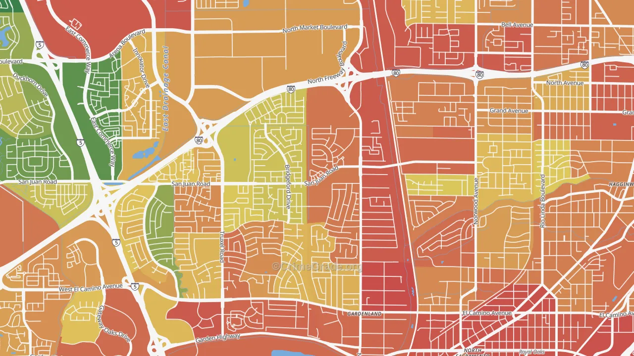 Northgate Sacramento, Sacramento, CA Map of Robbery Rates