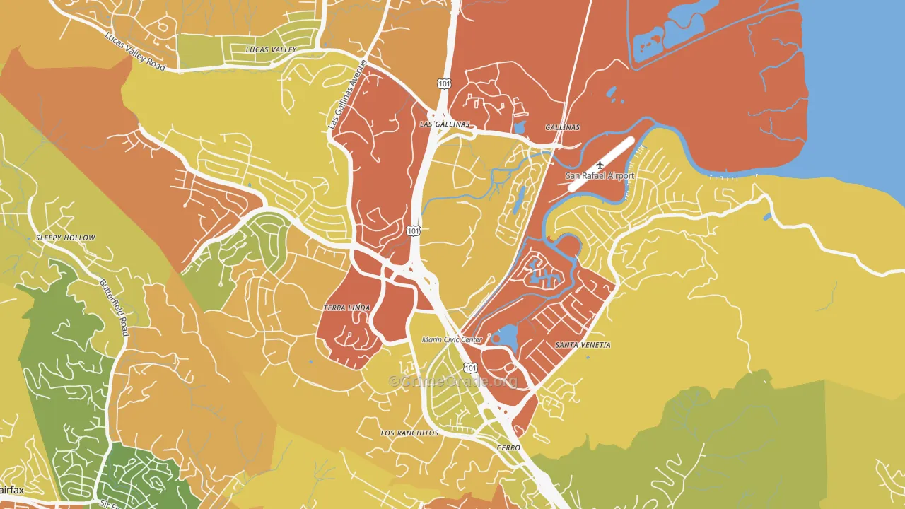 Northgate, San Rafael, CA Map of Robbery Rates