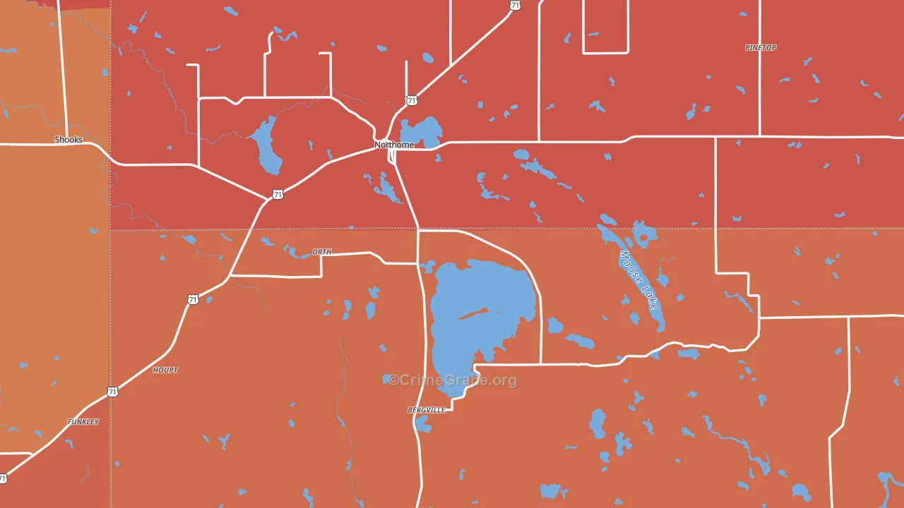 Northome, MN Map of Robbery Rates
