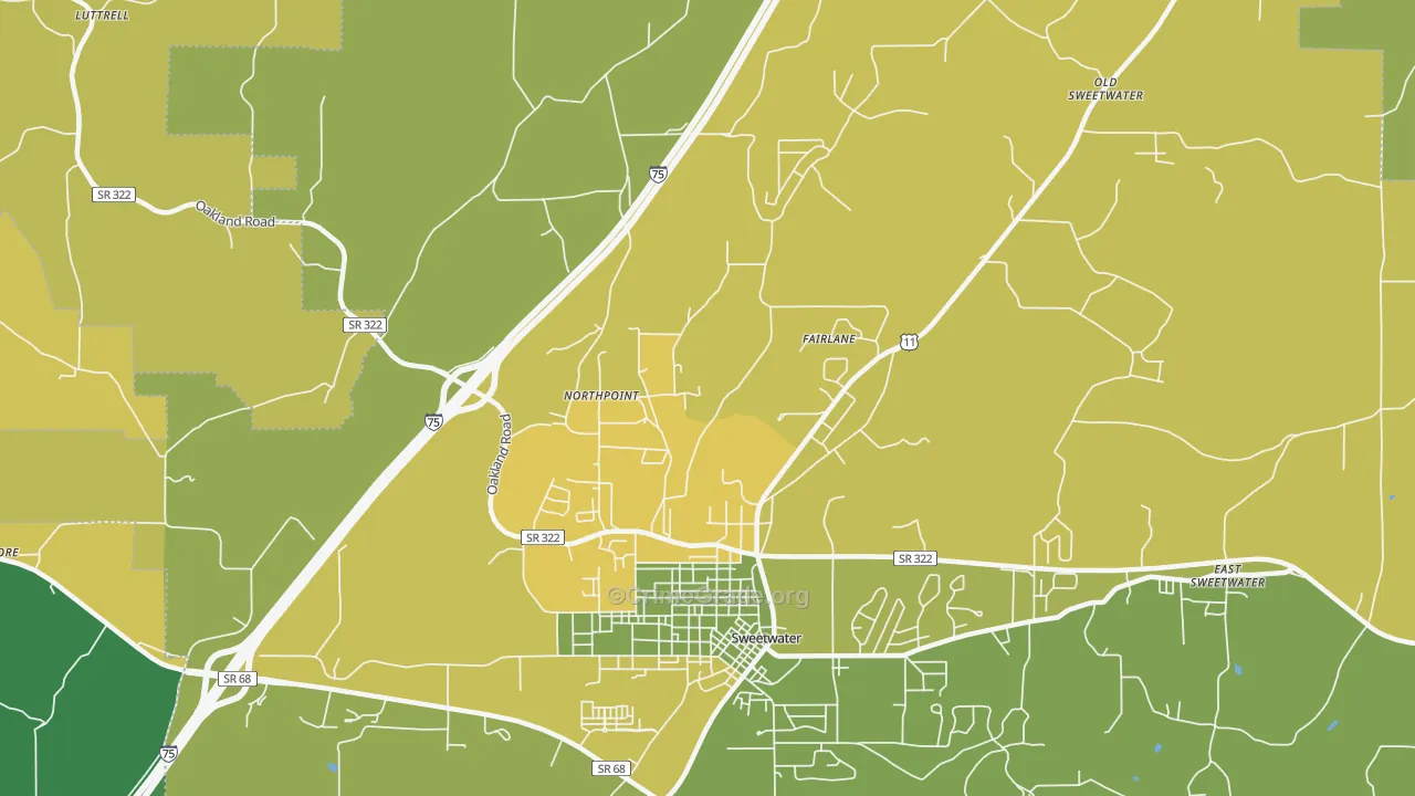 Northpoint, TN Map of Robbery Rates