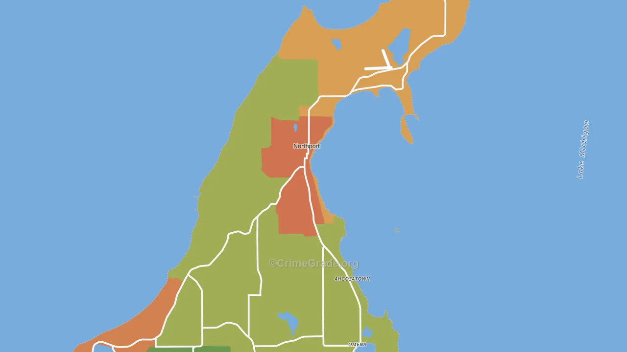 Northport, MI Map of Robbery Rates