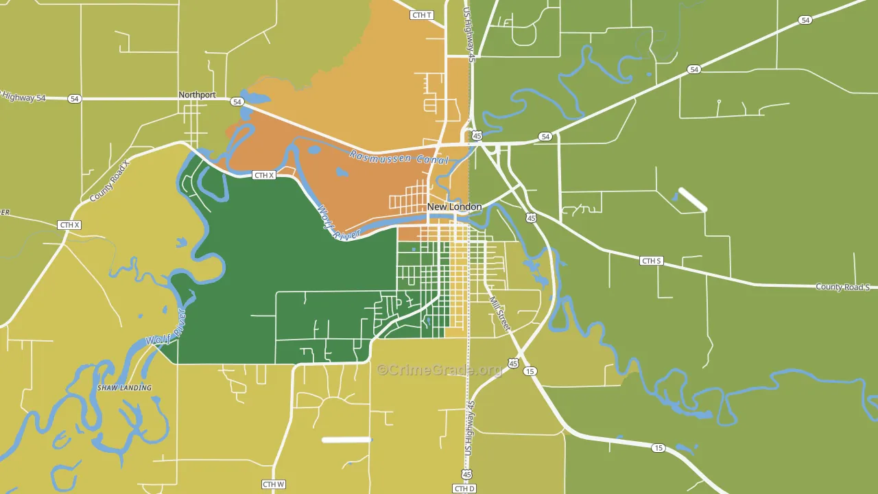 Northport, WI Map of Robbery Rates