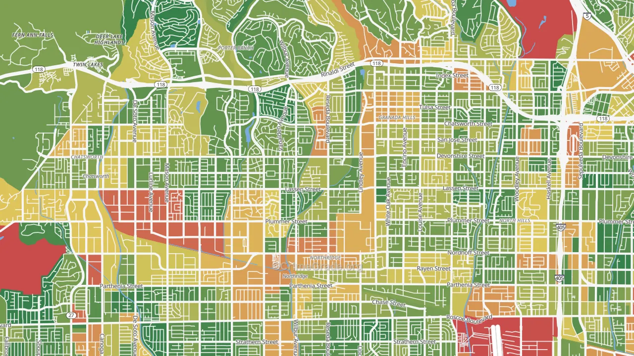 Northridge, CA Map of Robbery Rates