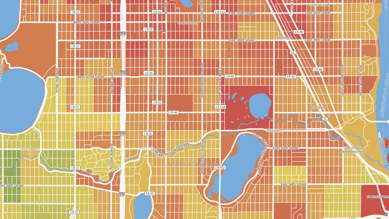 Northrup, Minneapolis, MN Map of Robbery Rates