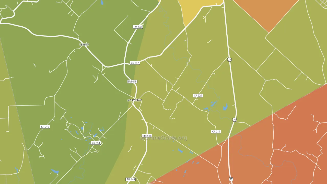 Northrup, TX Map of Robbery Rates