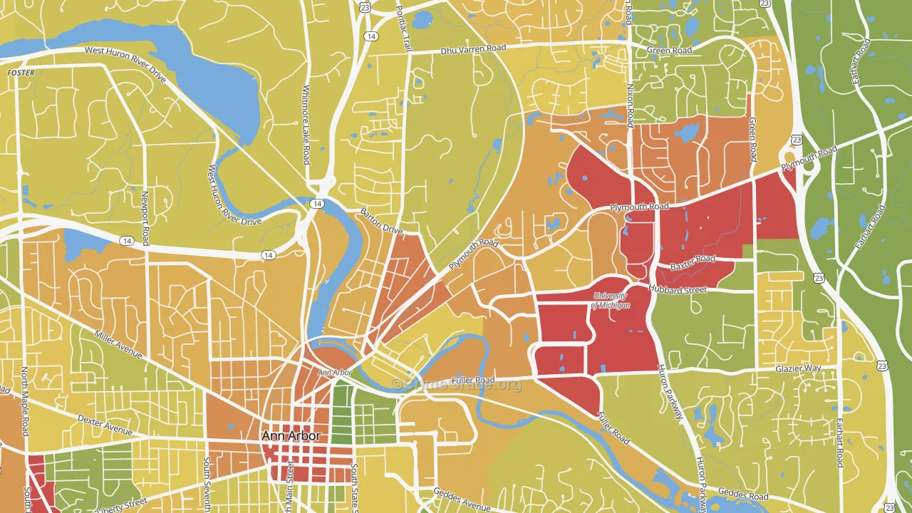 Northside Ann Arbor, Ann Arbor, MI Map of Robbery Rates