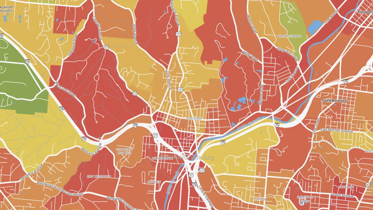 Northside, Cincinnati, OH Map of Robbery Rates