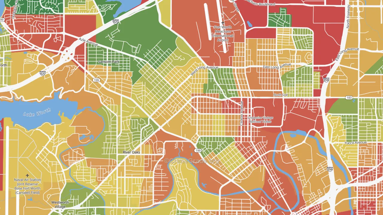 Northside, Fort Worth, TX Map of Robbery Rates