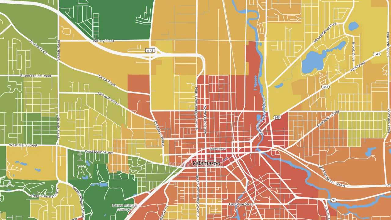 Northside, Kalamazoo, MI Map of Robbery Rates