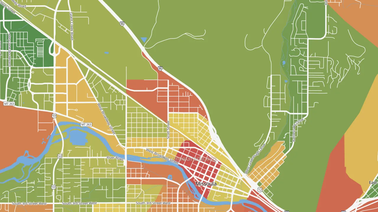 Northside, Missoula, MT Map of Robbery Rates