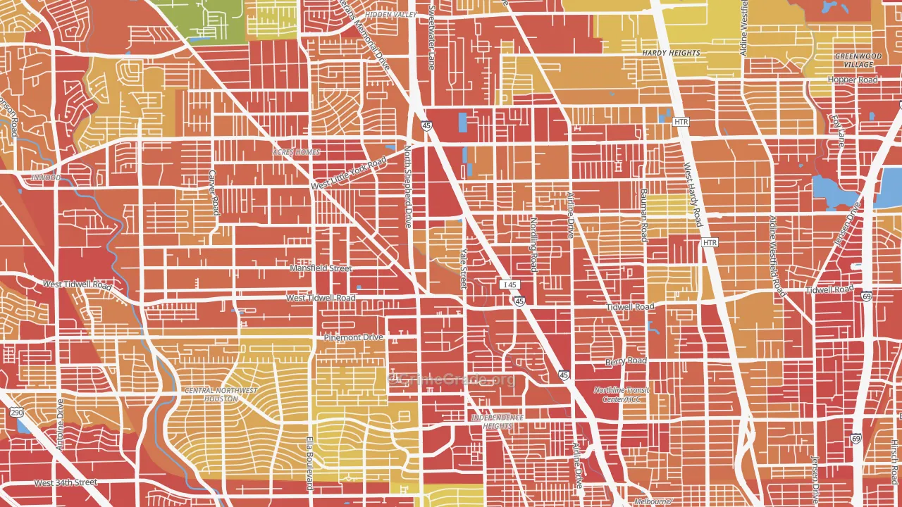 Northside Northline, Houston, TX Map of Robbery Rates