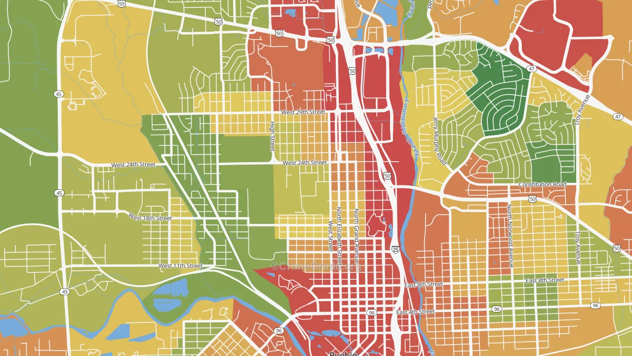 Northside, Pueblo, CO Map of Robbery Rates