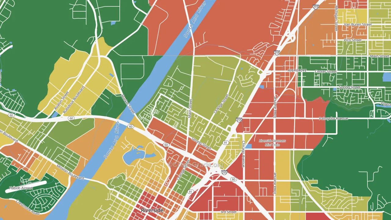 Northside, Riverside, CA Map of Robbery Rates