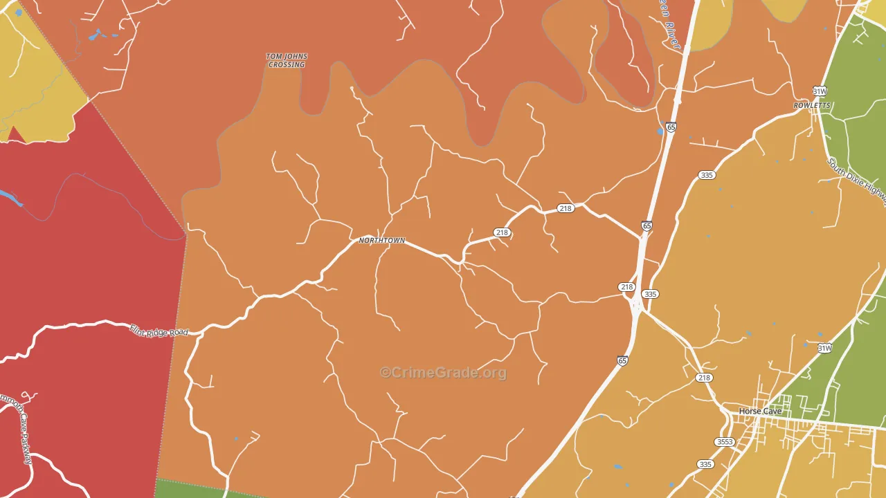 Northtown, KY Map of Robbery Rates