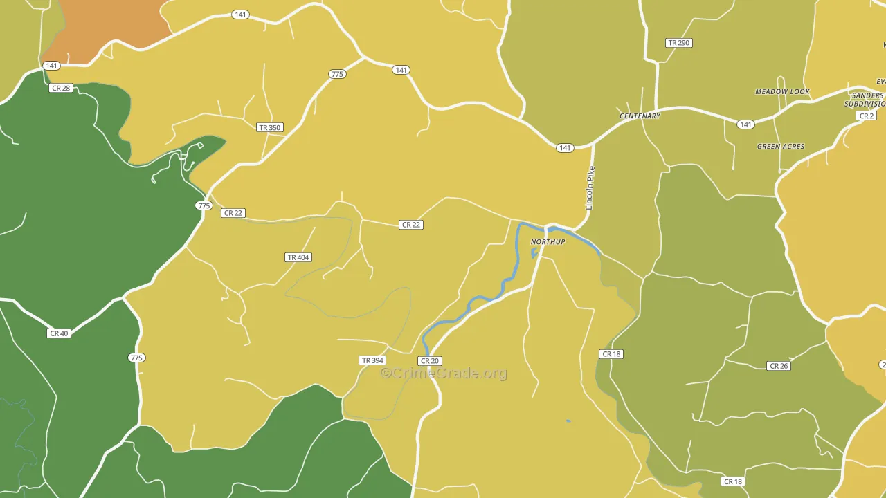 Northup, OH Map of Robbery Rates