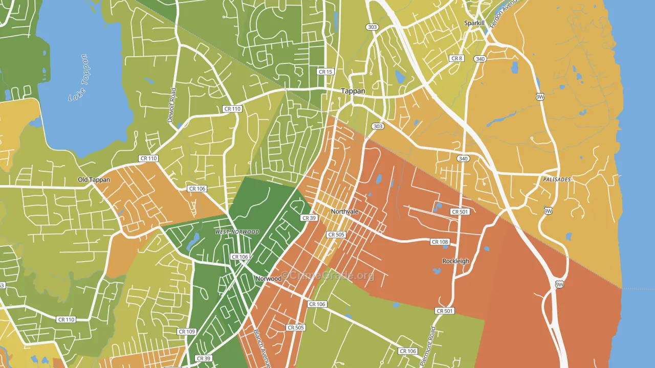 Northvale, NJ Map of Robbery Rates