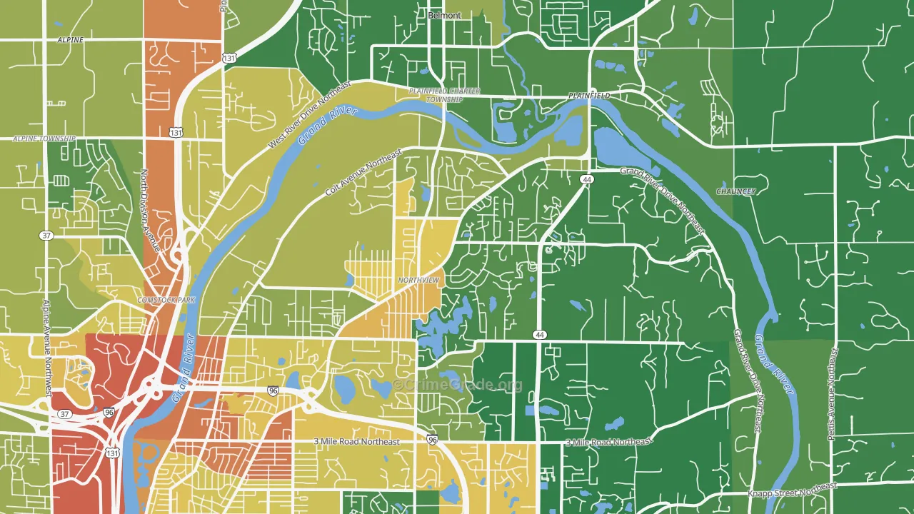 Northview, MI Map of Robbery Rates