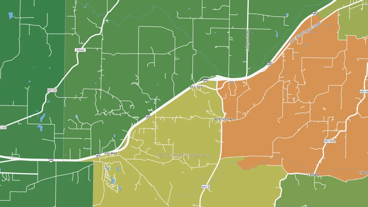 Northview, MO Map of Robbery Rates