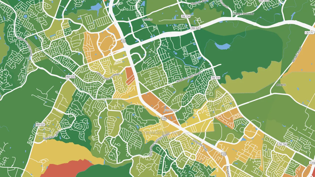 Northwest Austin, Austin, TX Map of Robbery Rates