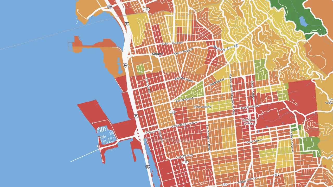 Northwest Berkeley, Berkeley, CA Map of Robbery Rates