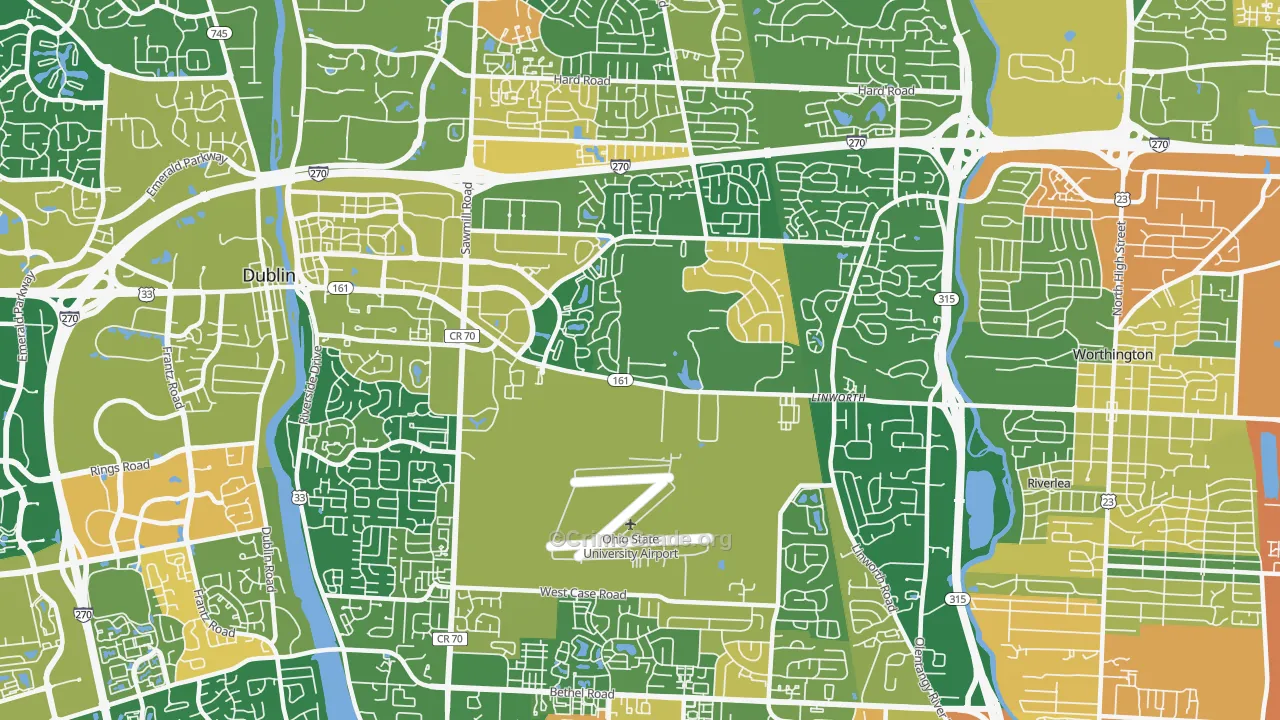 Northwest, Columbus, OH Map of Robbery Rates