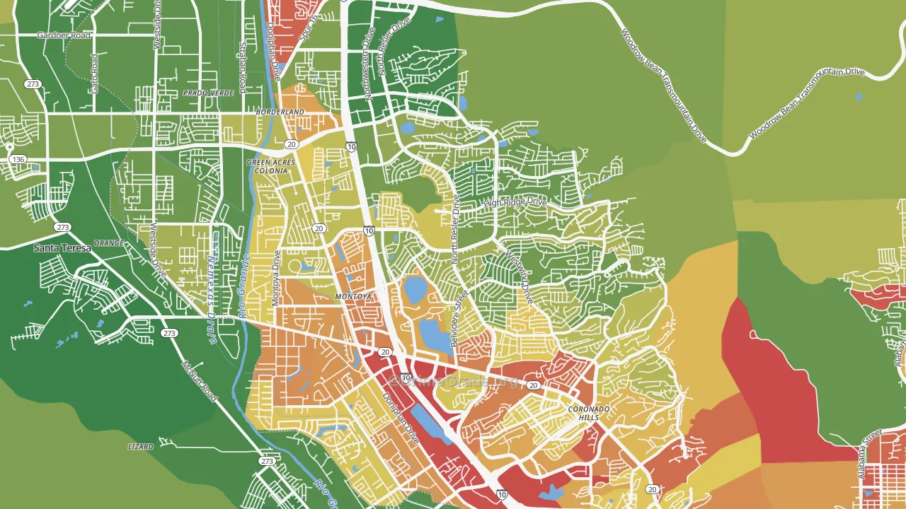 Northwest, El Paso, TX Map of Robbery Rates