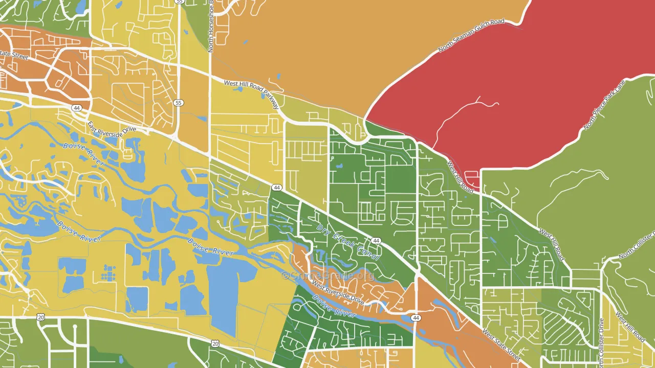 Northwest, Garden City, ID Map of Robbery Rates