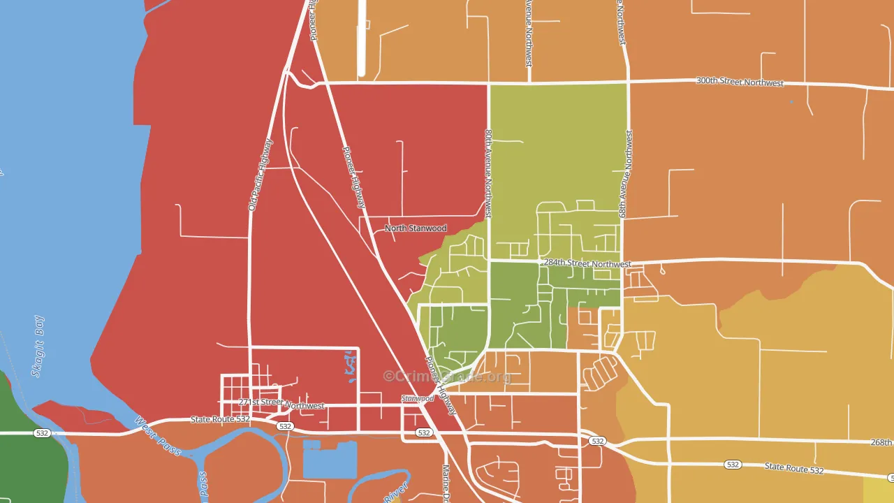 Northwest Stanwood, WA Map of Robbery Rates